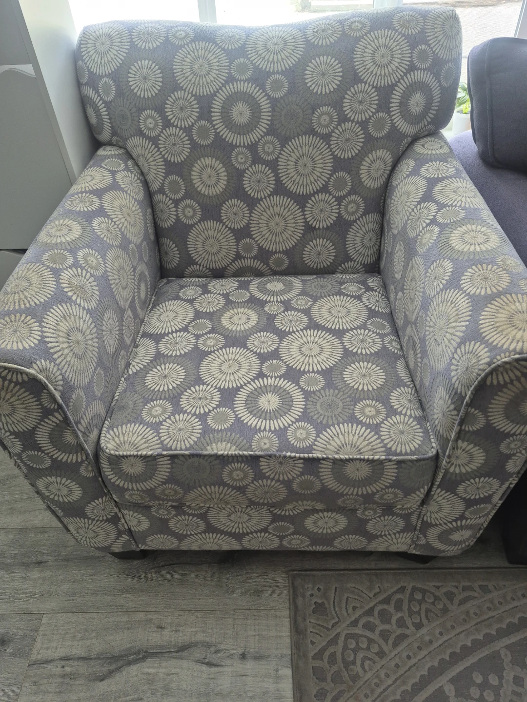 Grey Floral Accent Chair