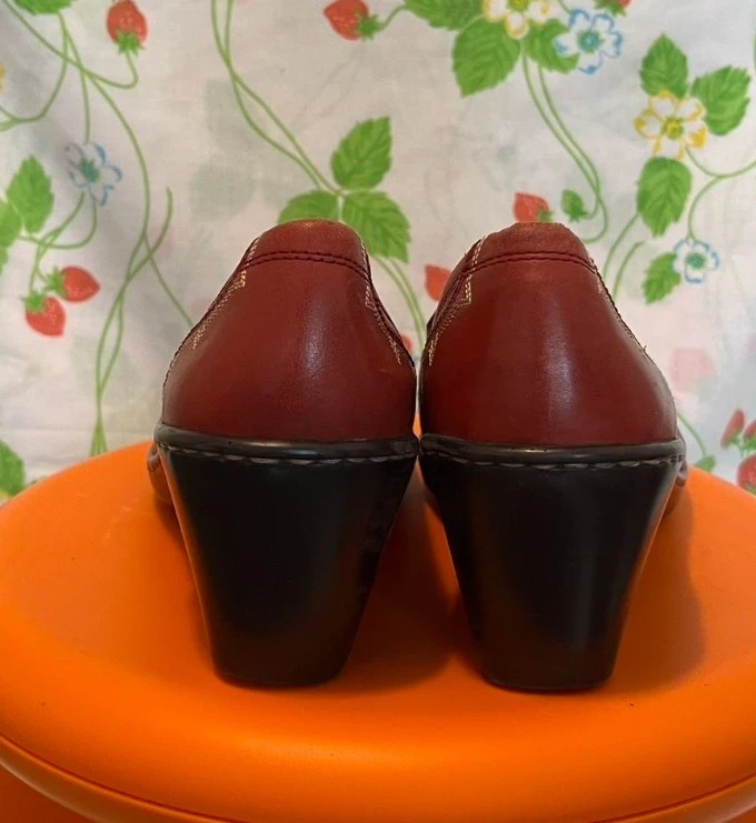 Women's Red Leather Wedge Loafers - photo 4