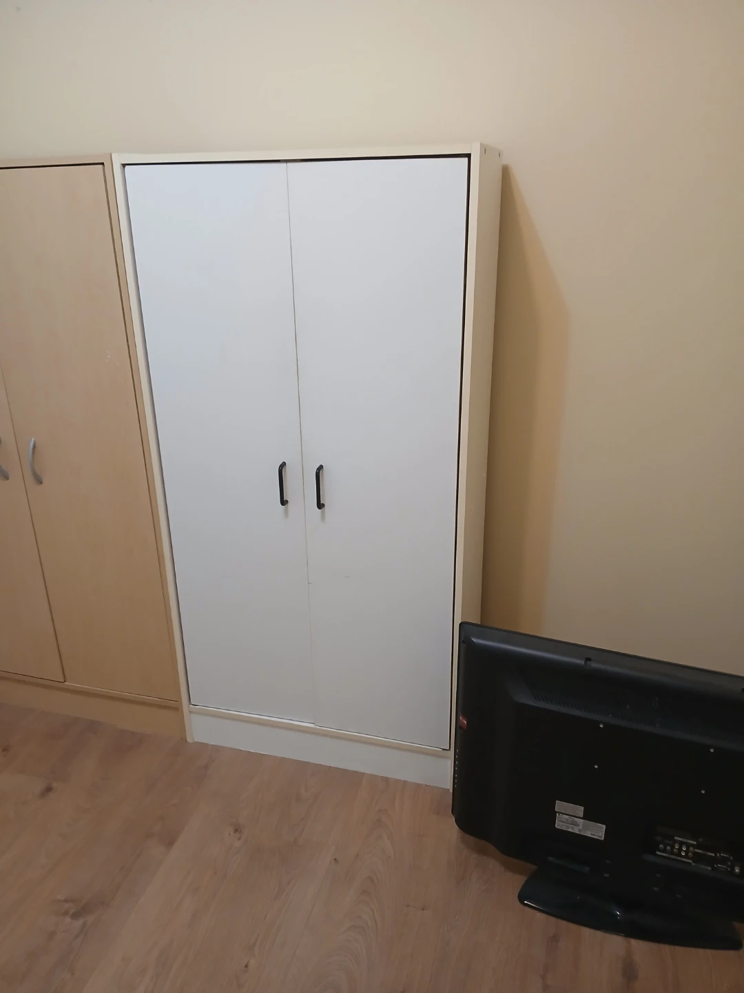 White Storage Cabinet with Sliding Door - photo 3