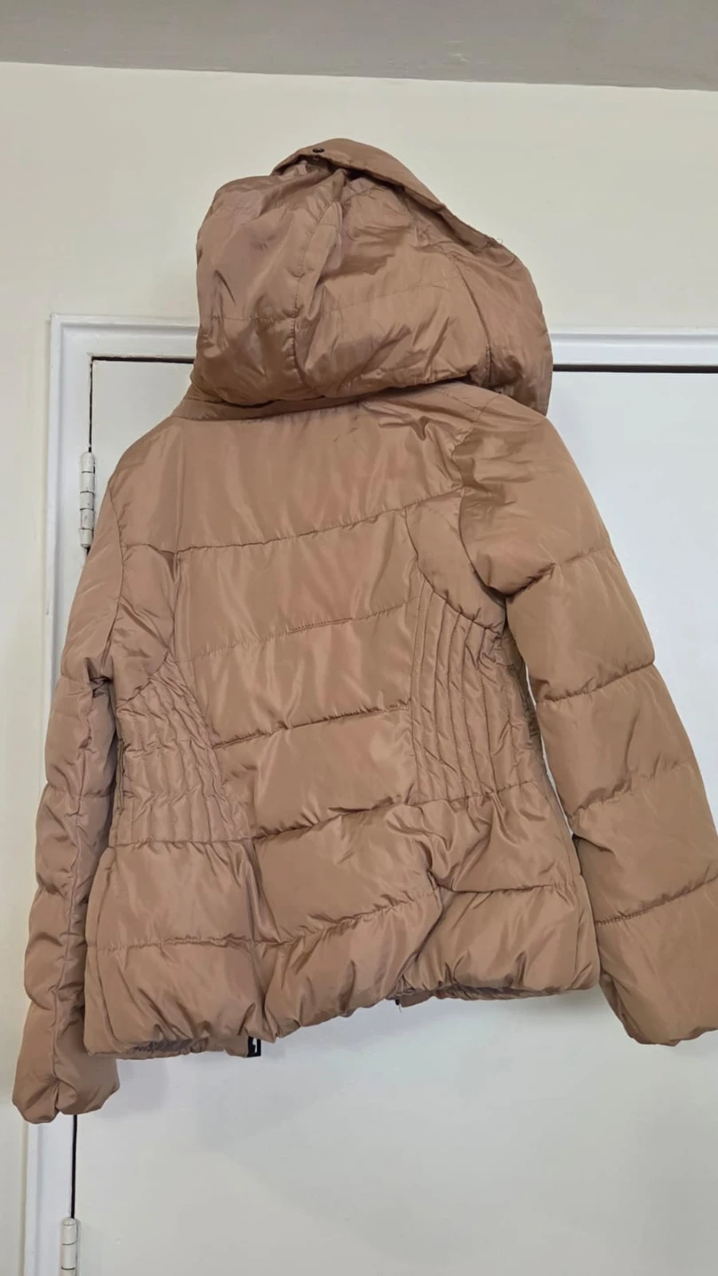 Womens Beige Puffer Jacket with Hood - photo 2