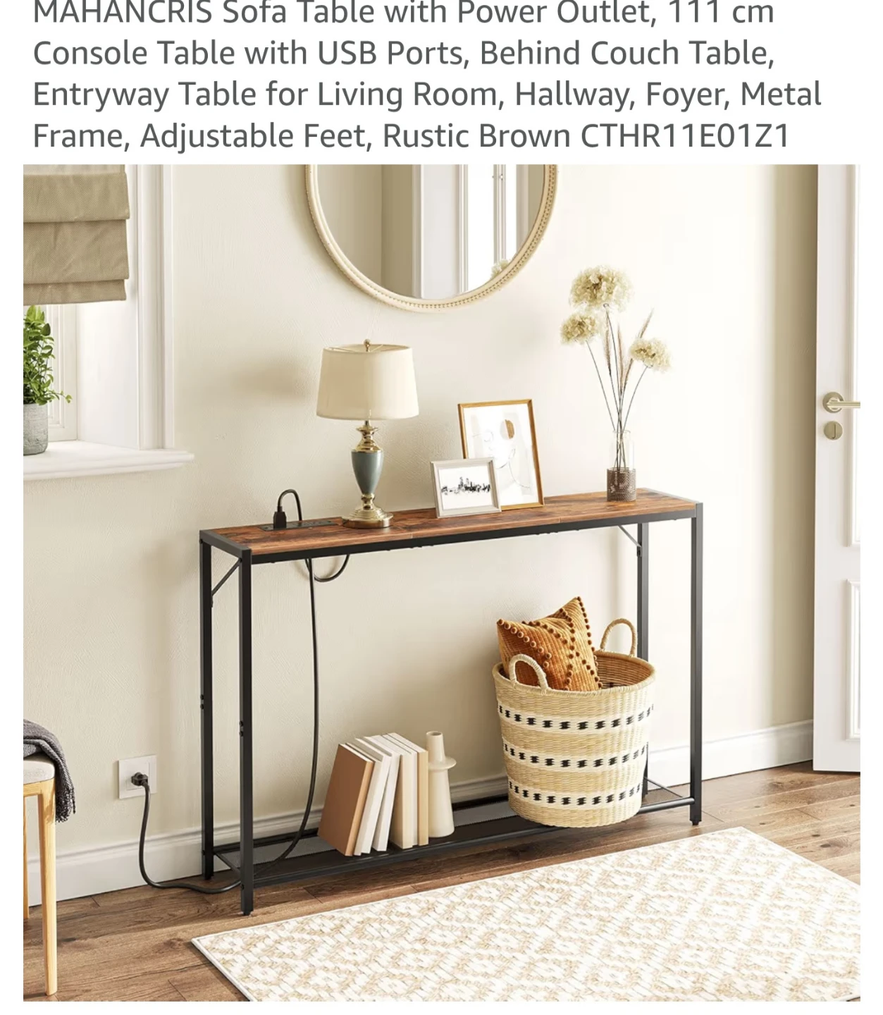 MAHANCRIS Sofa Table with Power Outlet and USB Ports - photo 3