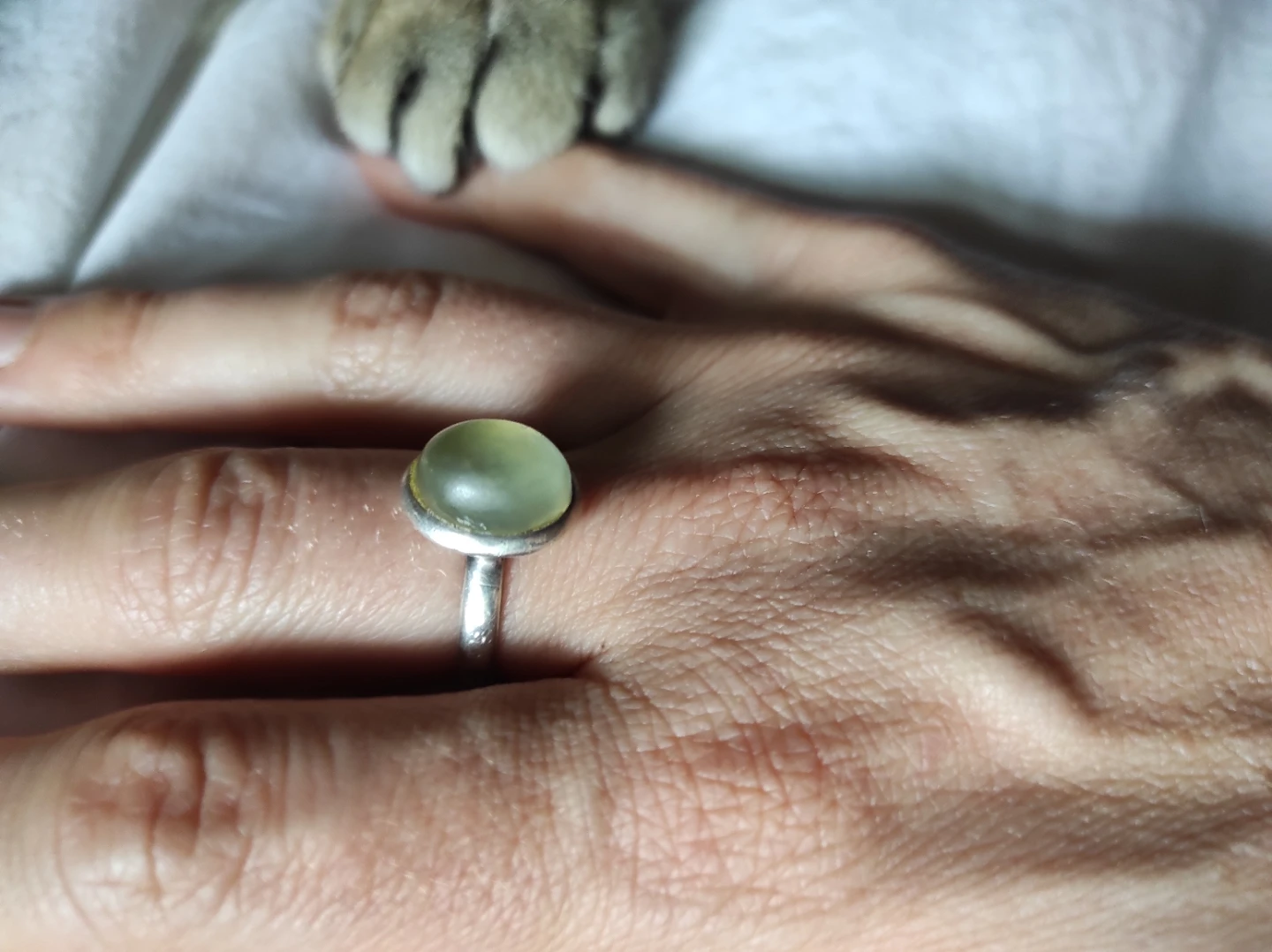 Silver Ring with prehnite Stone - photo 5