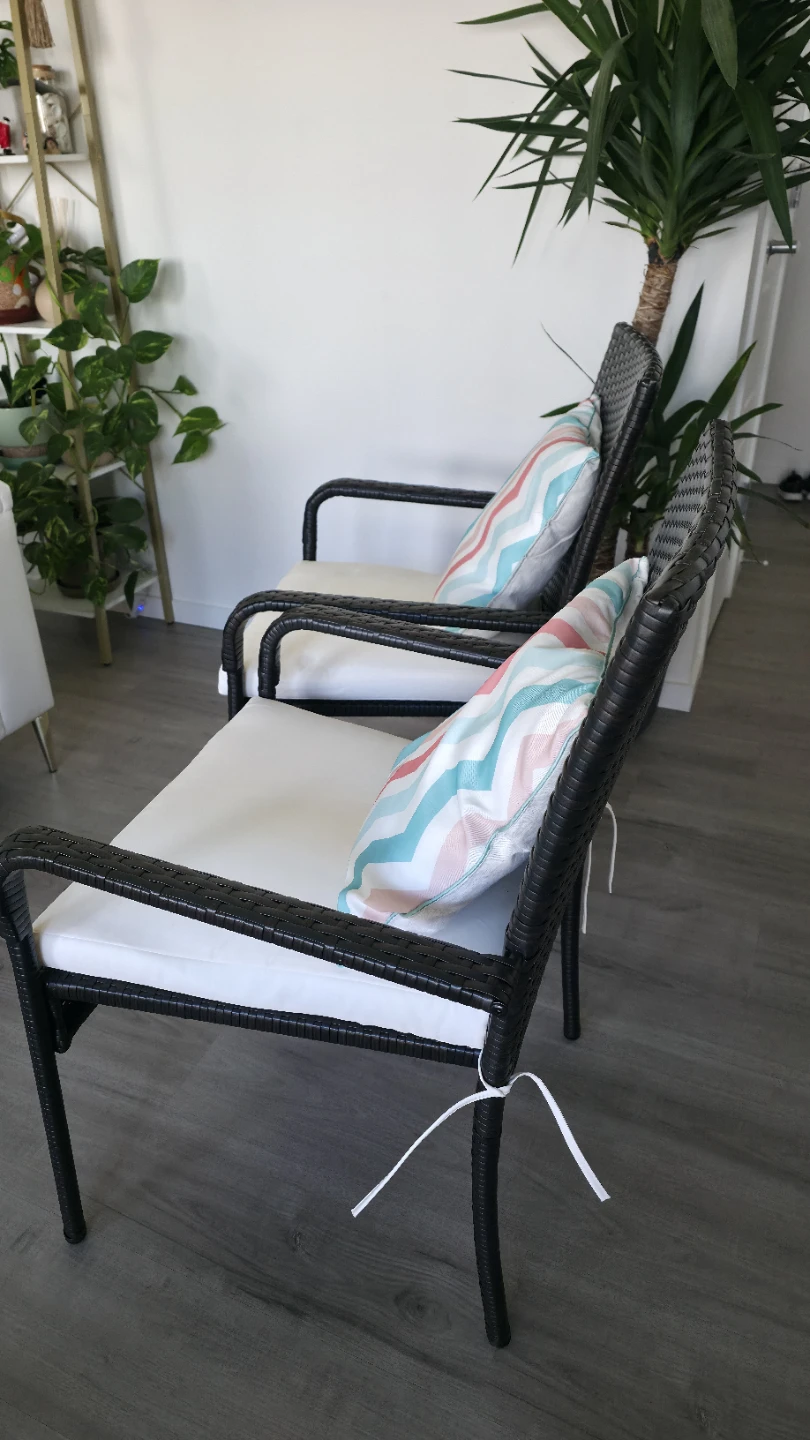 Set of 2 Wicker Patio Chairs with Seat Cushions - photo 2