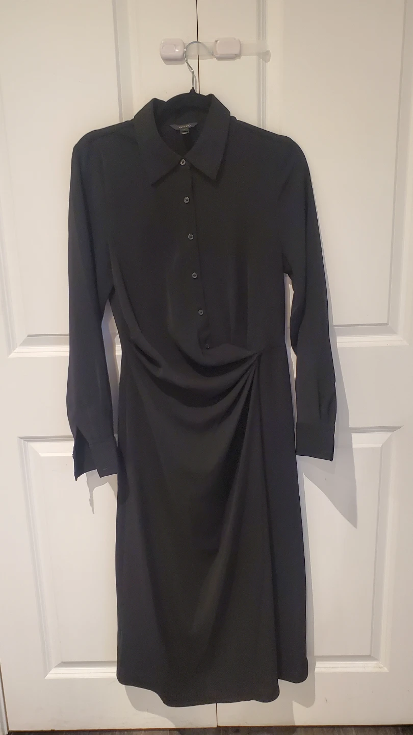 RW & Co Black Ruched Shirt Dress