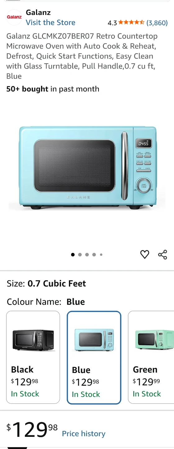 Galanz Retro Style Microwave Oven - Light Blue - photo 3