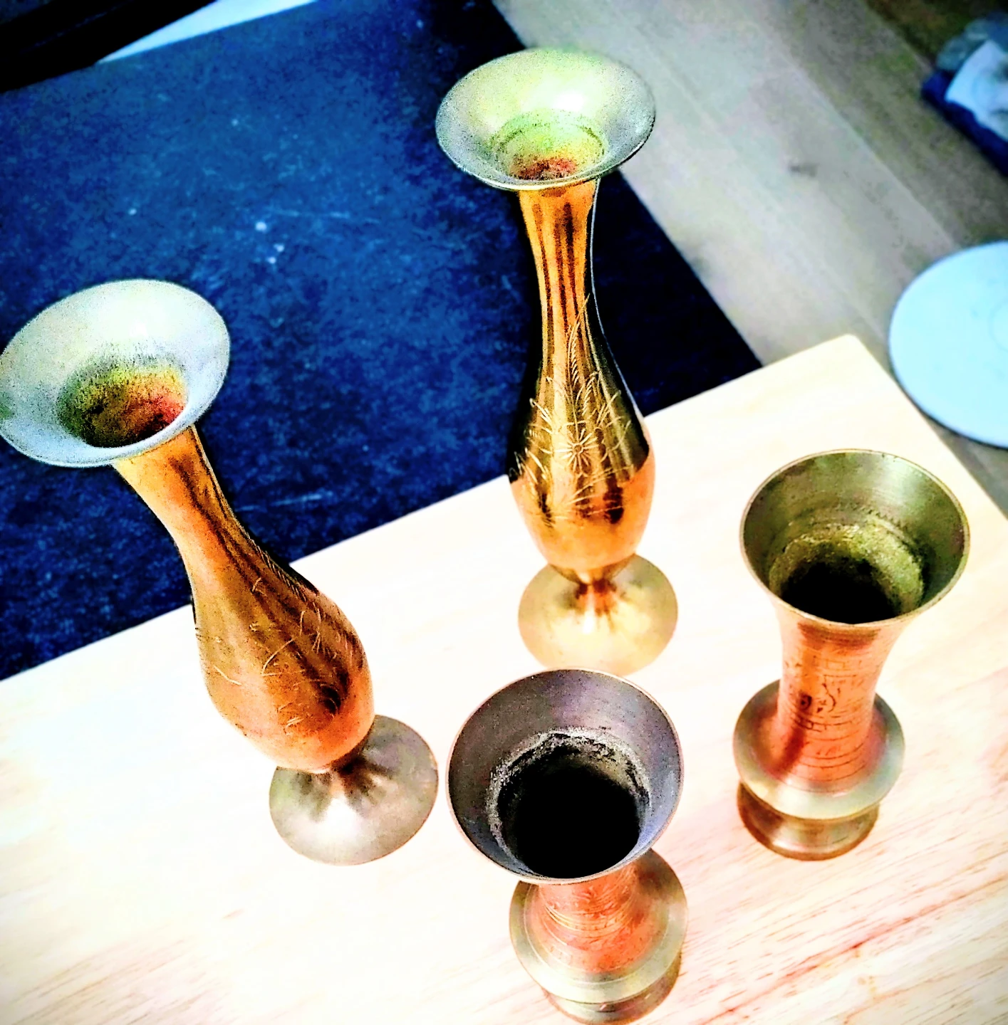 Set of 4 Brass Bud Vases - photo 3