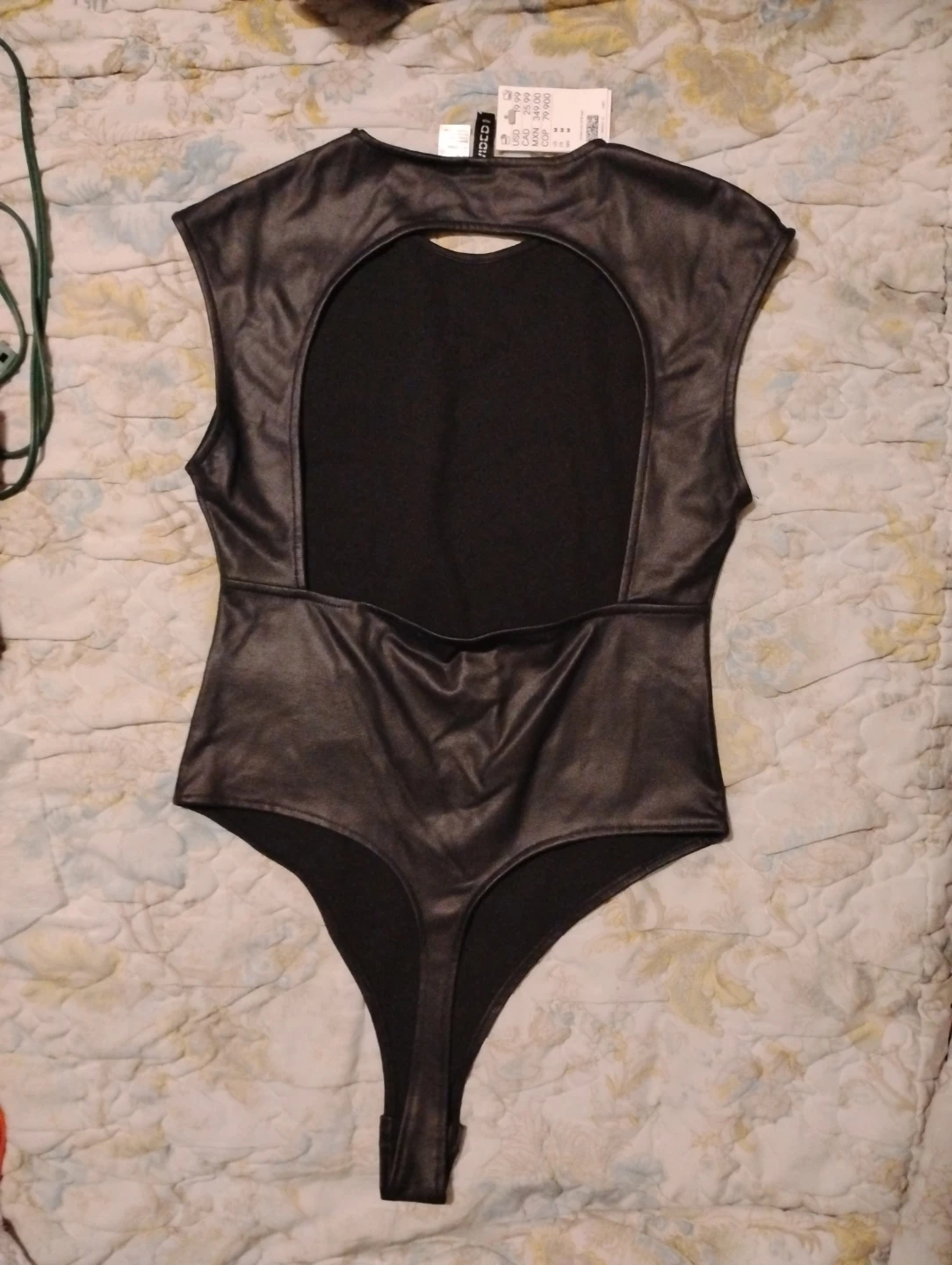 H&M Faux Leather Bodysuit - Size M