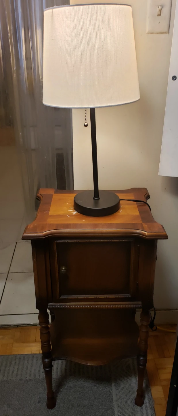 Antique Wooden Side Table with Cabinet
