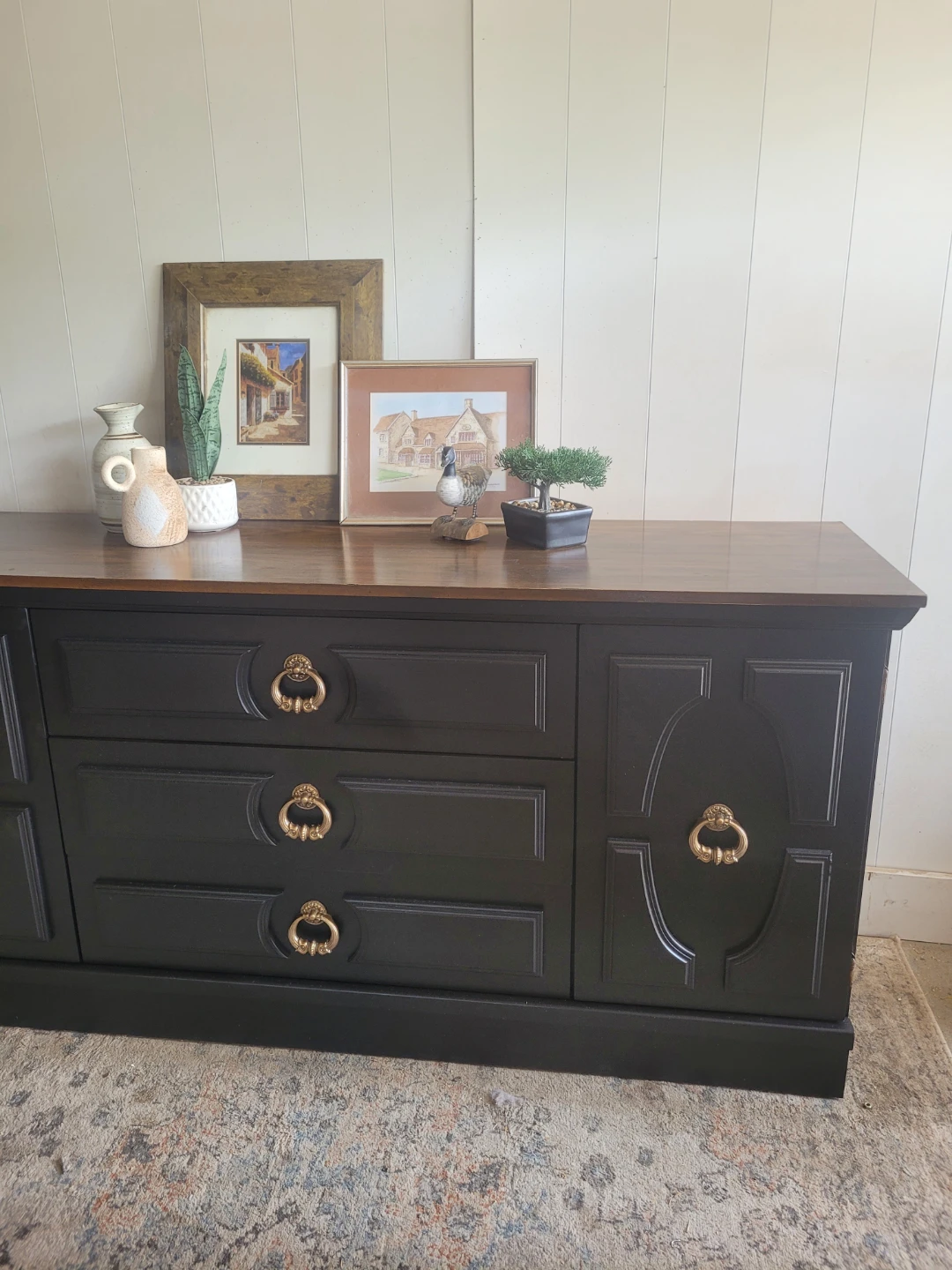 Black Sideboard with Wood Top - photo 3