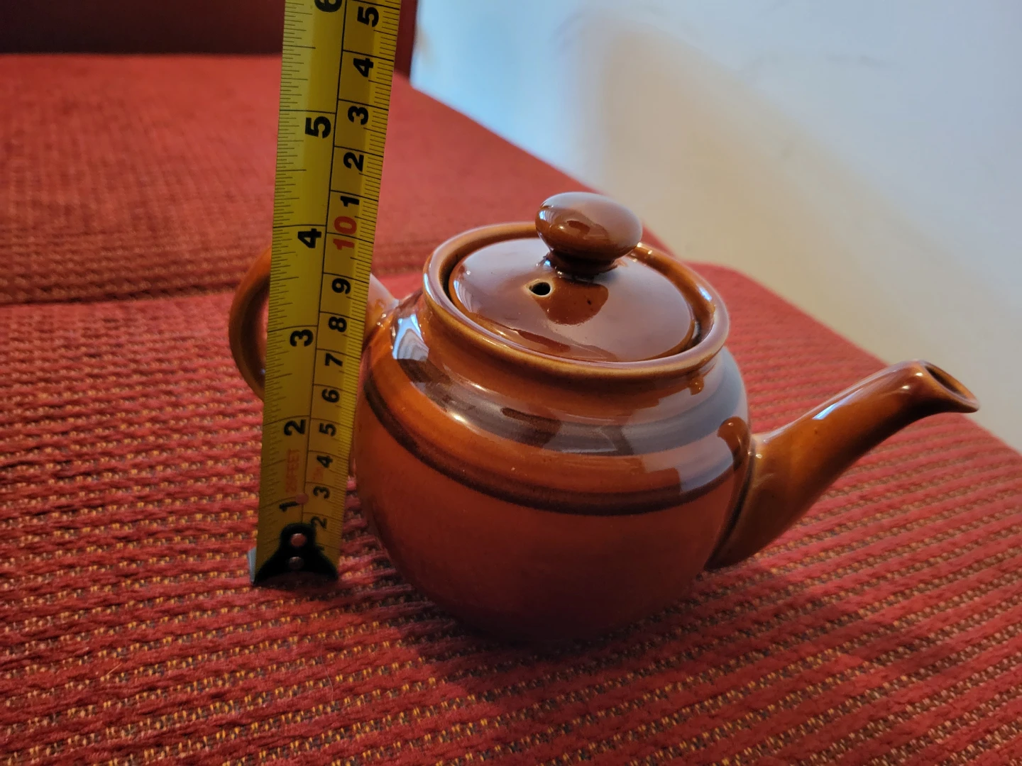 Retro Mid-Century Style Brown Stoneware Teapot with Lid - photo 5