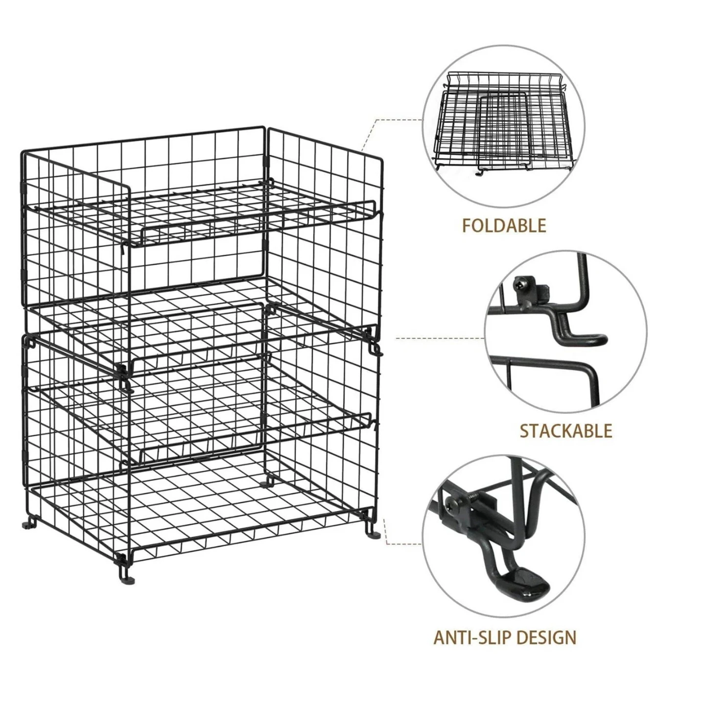 3-Tier Stackable Wire Storage Rack - photo 3