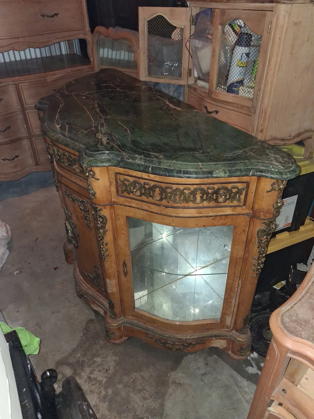Antique Marble Top Sideboard Cabinet - photo 2