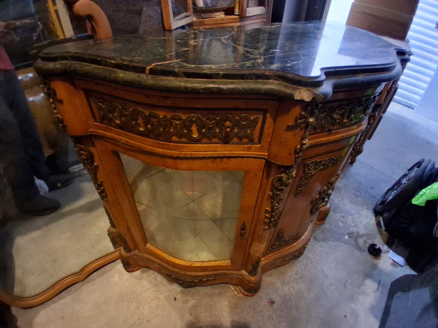 Antique Marble Top Sideboard Cabinet - photo 3
