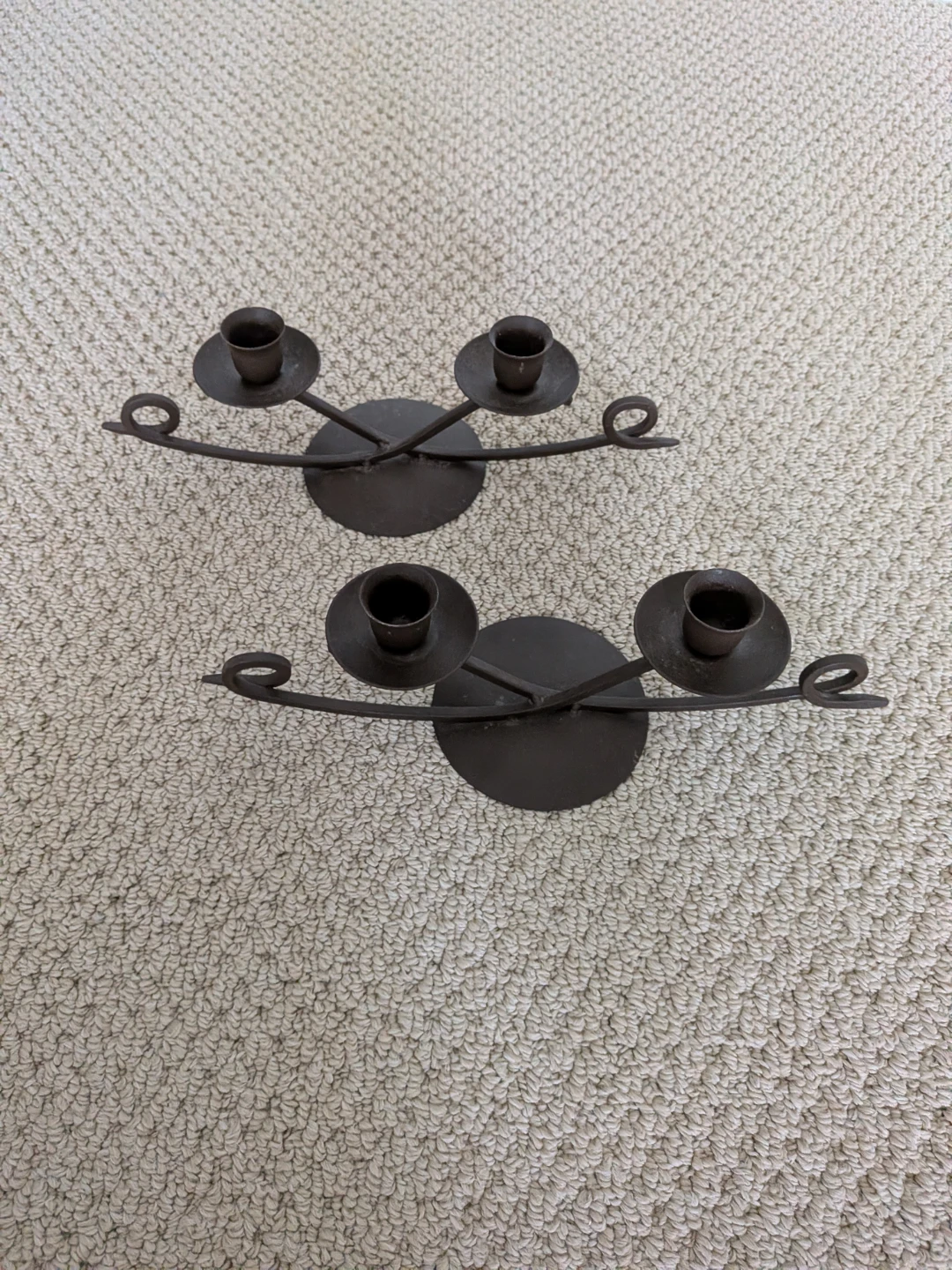 Set of Vintage Metal Candle Holders