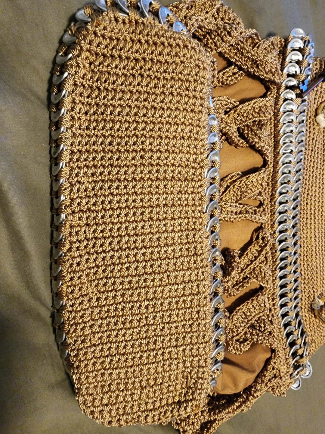 Crocheted Bag with Bamboo Handles and Soda Tab Accents - photo 4