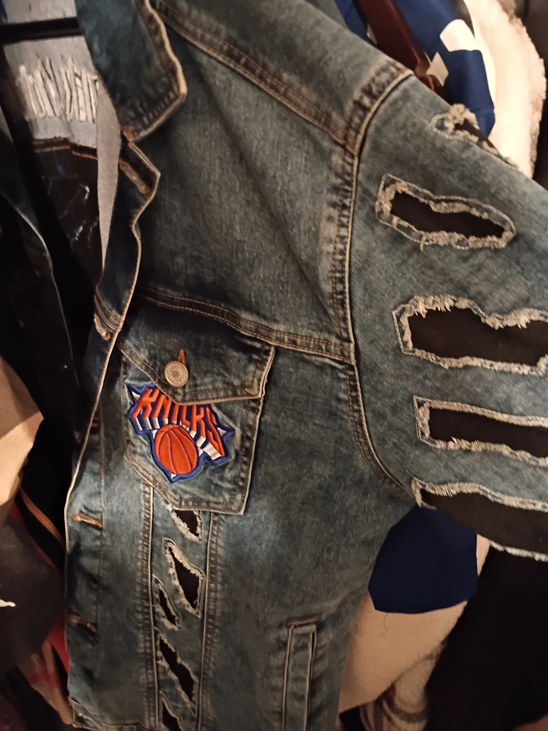 New York Knicks Distressed Denim Jacket