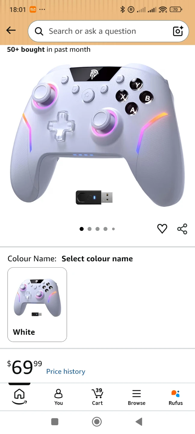 EasySMX White Wireless Gaming Controller with RGB Lights - photo 2