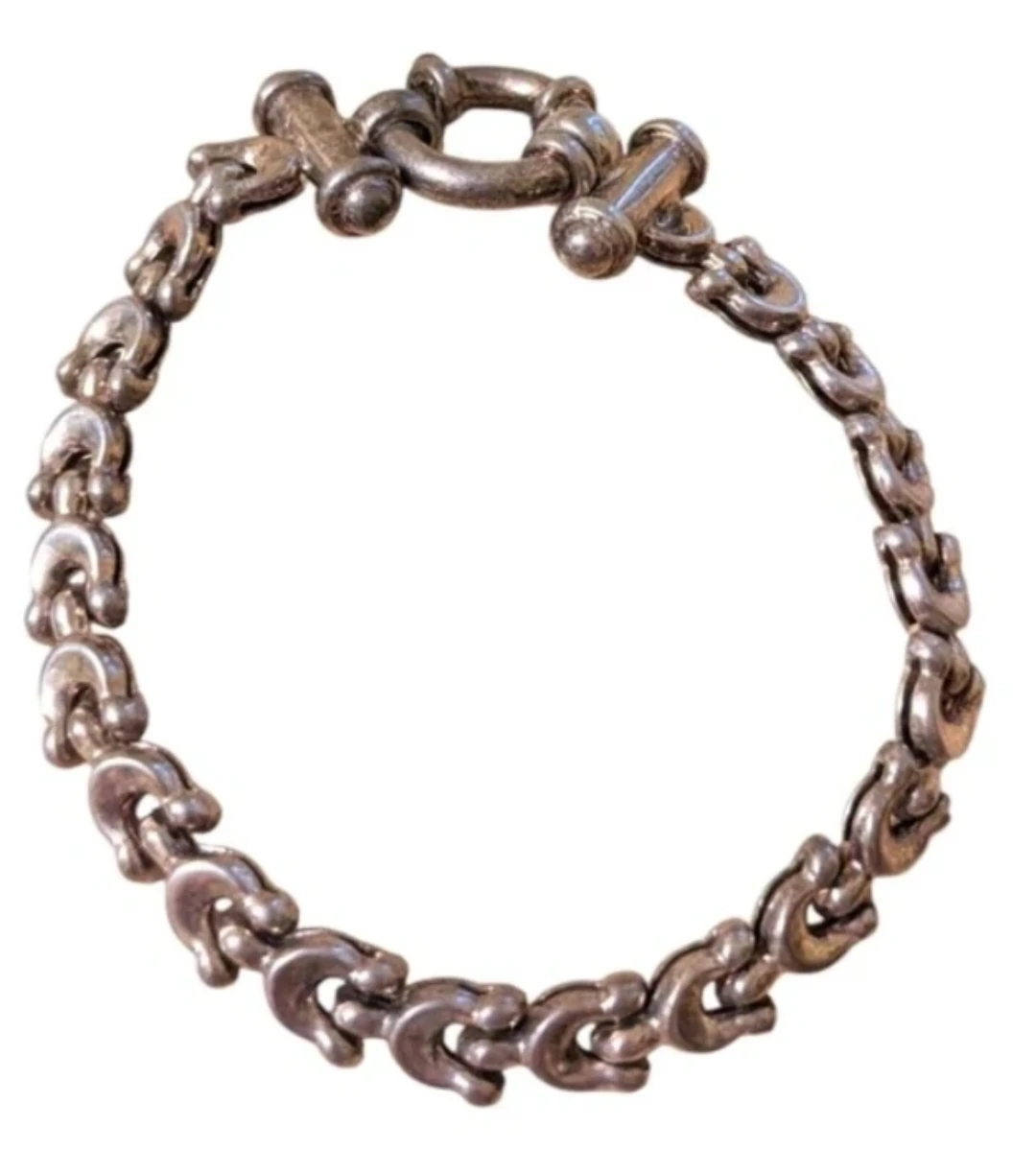 Sterling Silver Vintage Equestrian Horseshoe Bracelet Toggle - photo 4