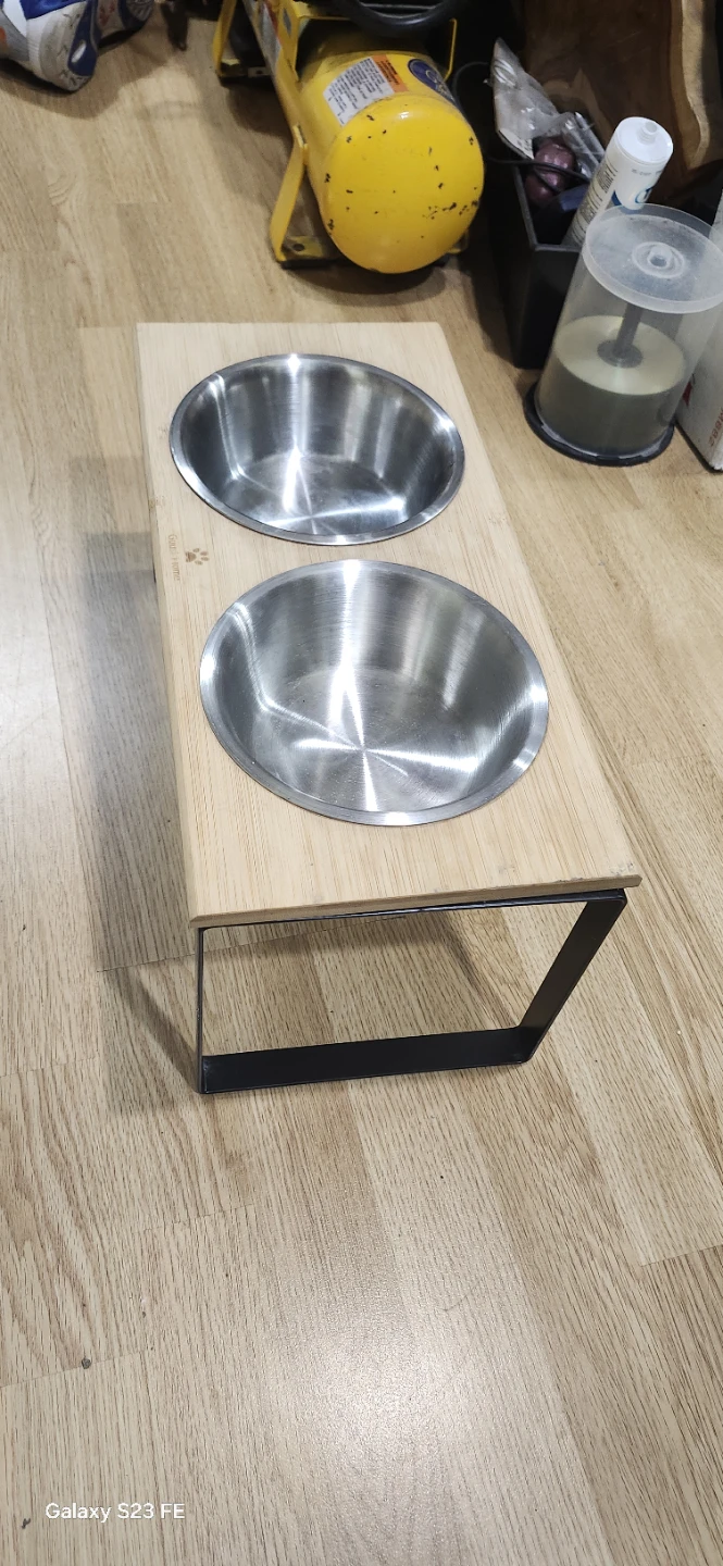 Bamboo Raised Pet Bowl Stand with Stainless Steel Bowls - photo 3