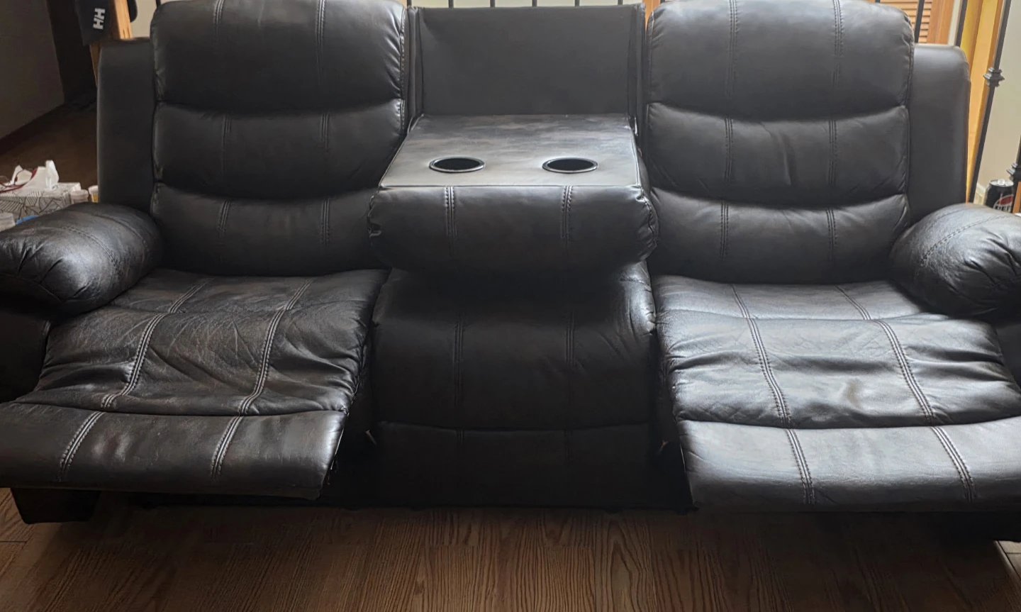 Dark Brown Faux Leather 3-Seater Recliner Sofa