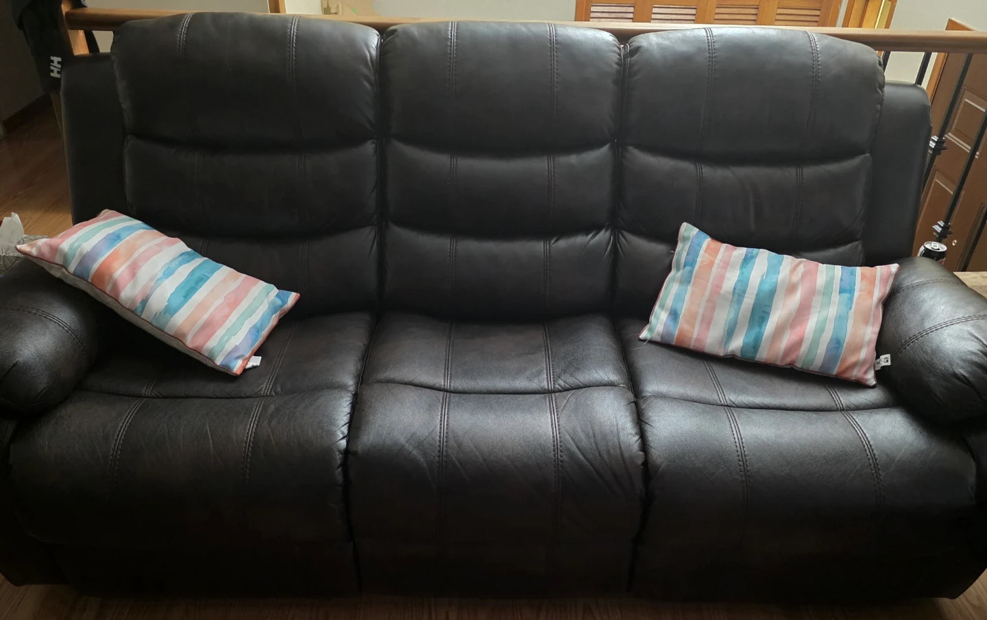 Dark Brown Faux Leather 3-Seater Recliner Sofa - photo 2