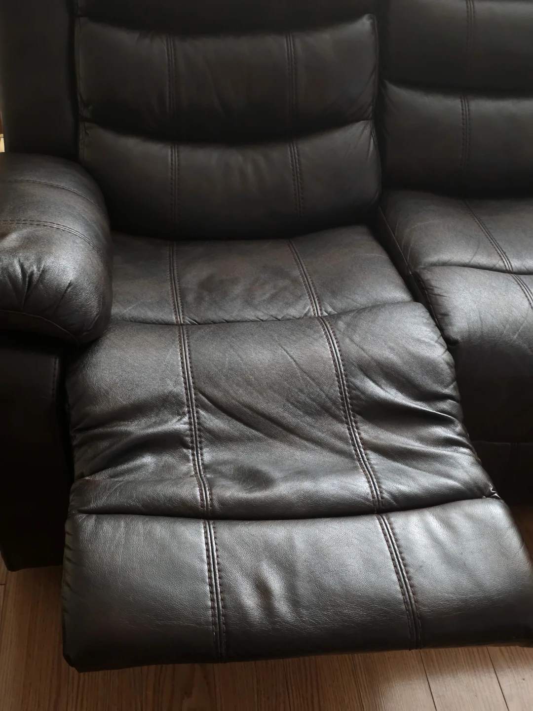 Dark Brown Faux Leather 3-Seater Recliner Sofa - photo 3
