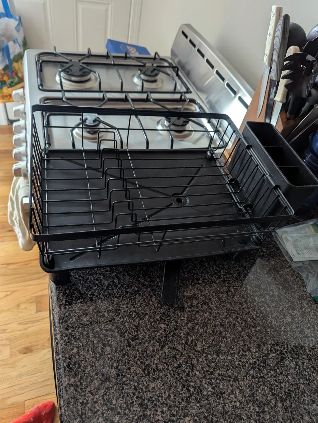 Black Metal Dish Rack with Utensil Holder - photo 2