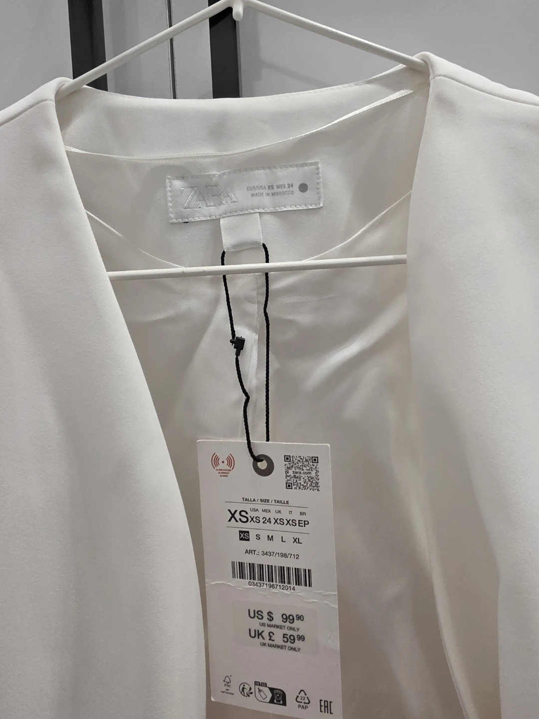 Zara White Sleeveless Vest - Size XS - photo 4