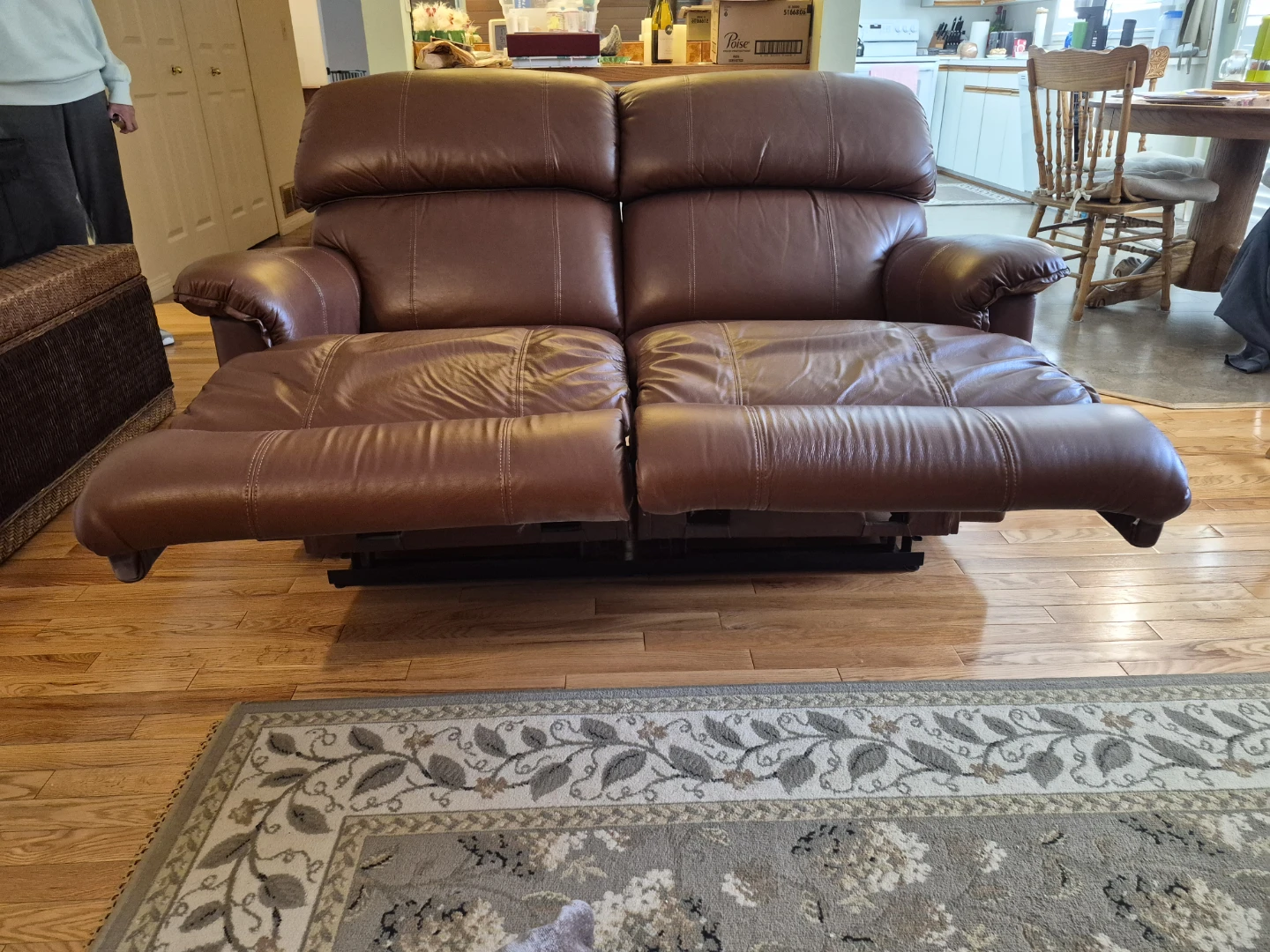 Brown Leather Loveseat Recliner - photo 2