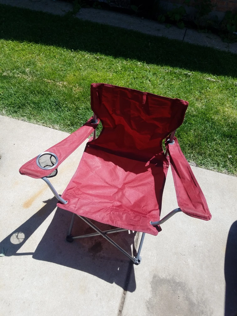 Red Folding Camp Chair with Cup Holder