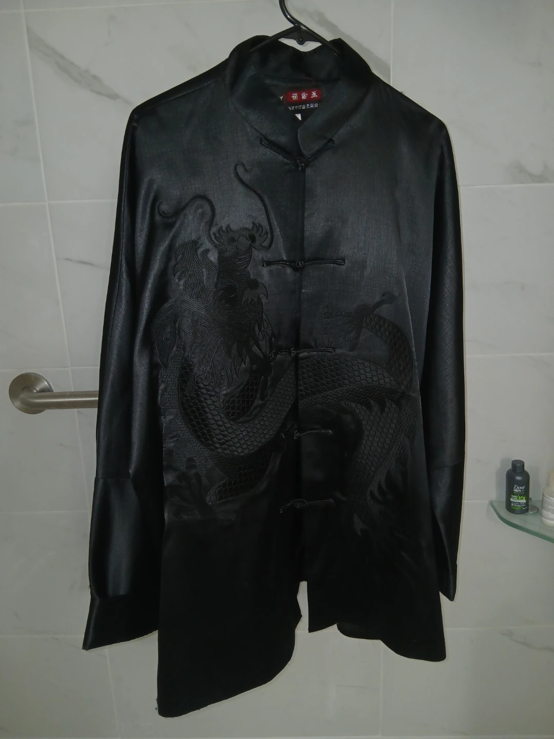 Black Silk Dragon Print Jacket
