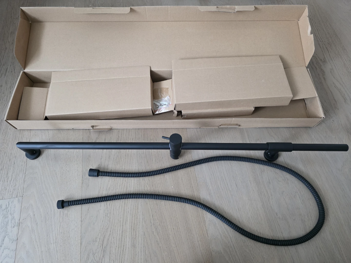 Black Adjustable Shower Head Holder Bar with Hose