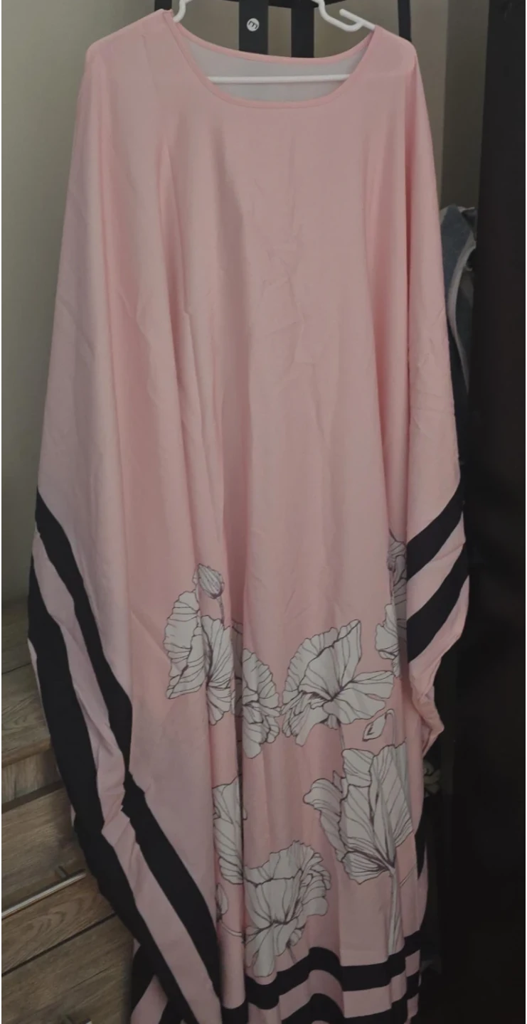 New Pink elegant Kaftan Dress with Floral Print
