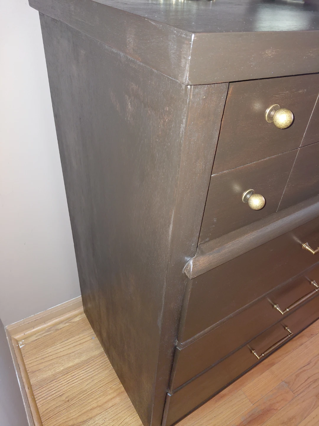 Dark Wood Dresser with Brass Hardware - photo 5