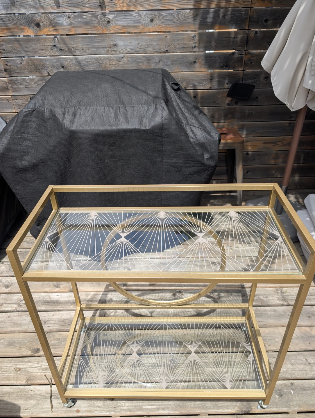 Gold Bar Cart with Glass Shelves - photo 2