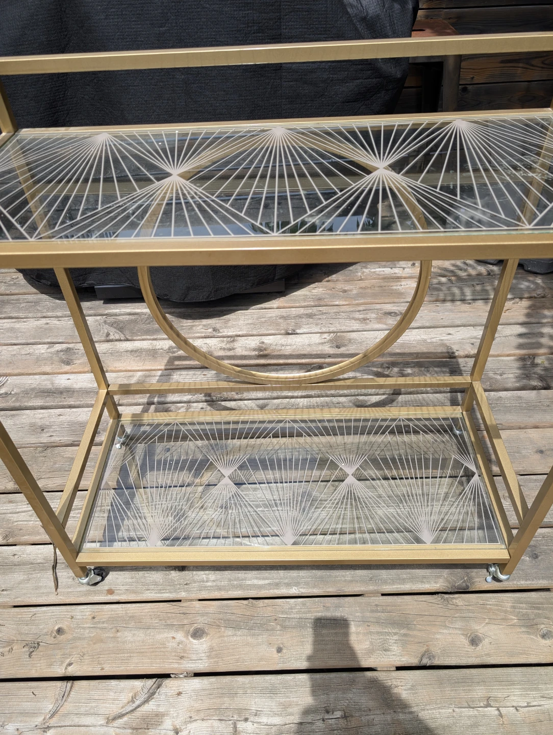 Gold Bar Cart with Glass Shelves - photo 3