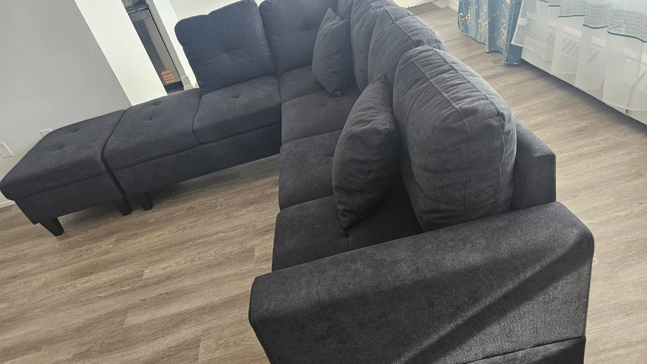 Dark Grey Sectional Sofa with Chaise