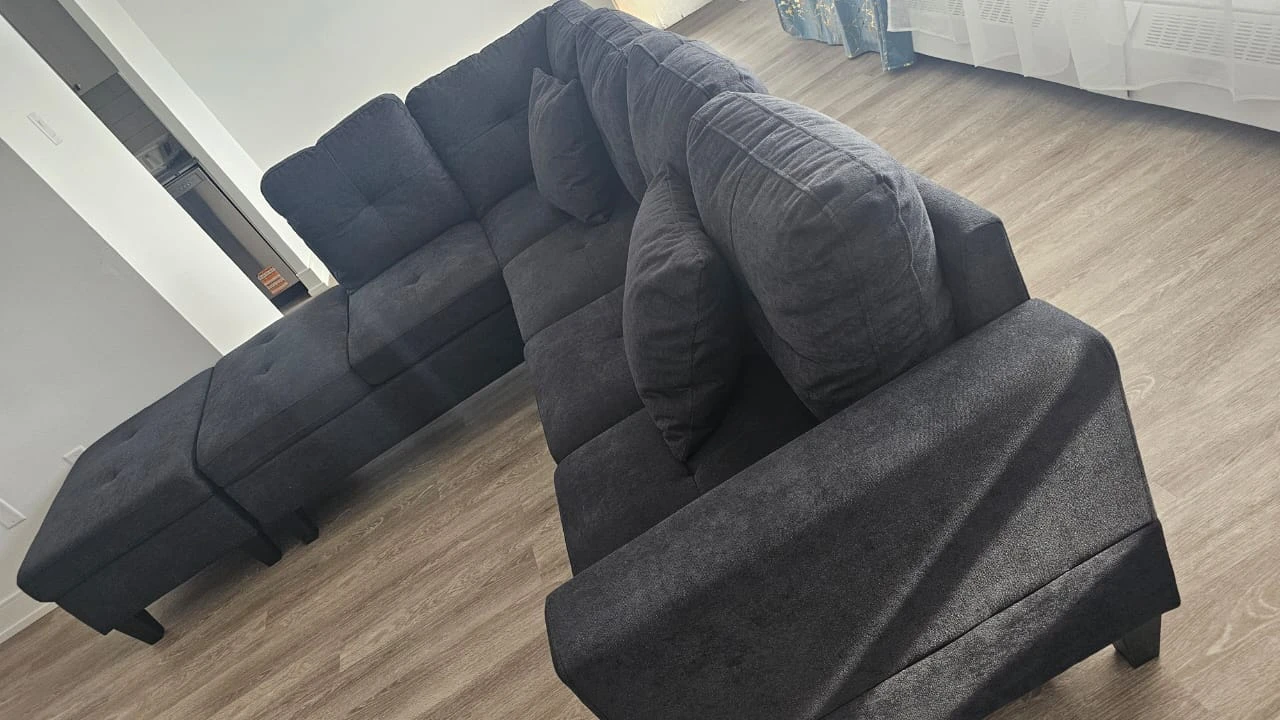 Dark Grey Sectional Sofa with Chaise - photo 2