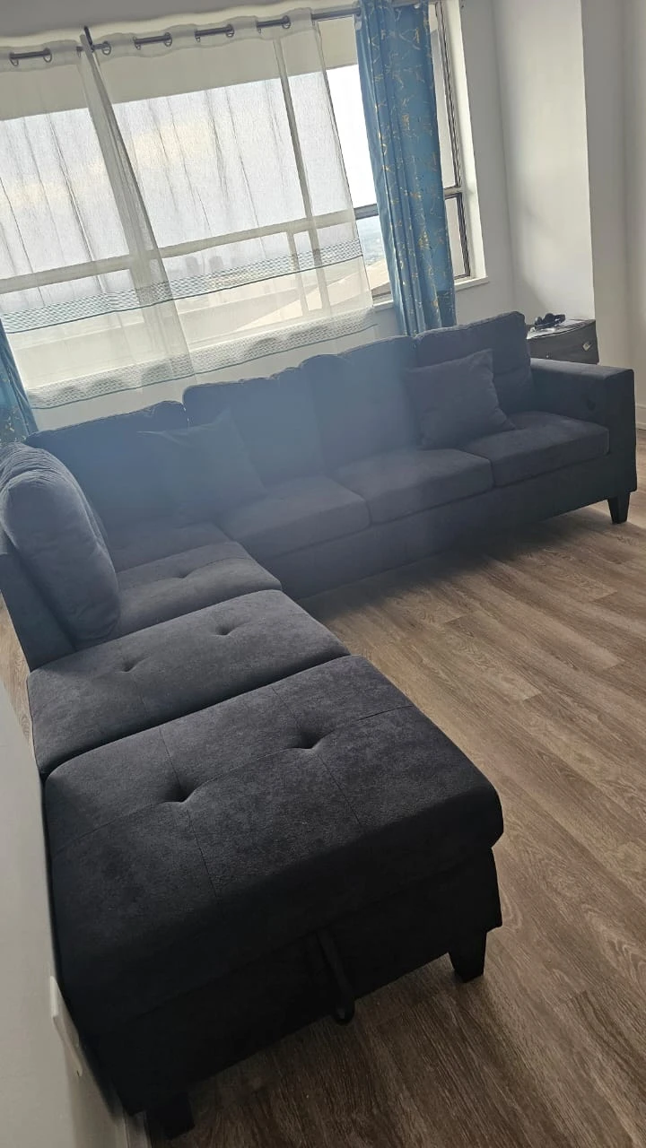 Dark Grey Sectional Sofa with Chaise - photo 3