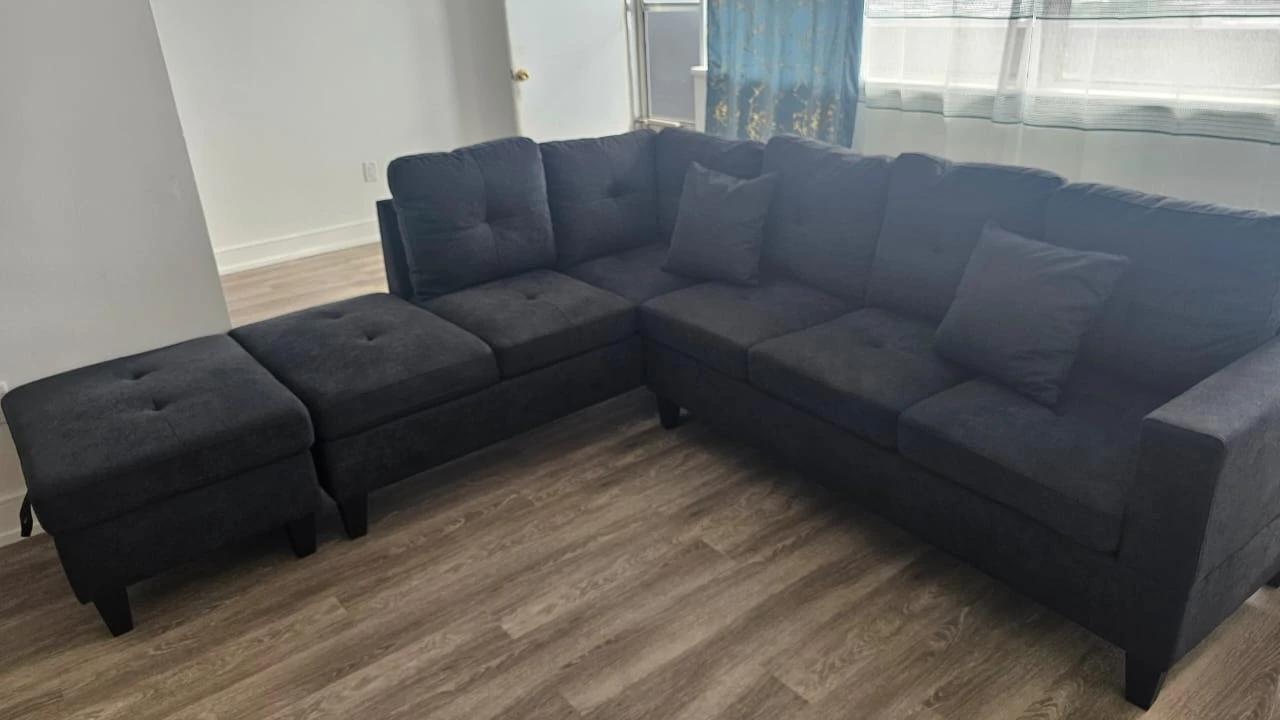 Dark Grey Sectional Sofa with Chaise - photo 4