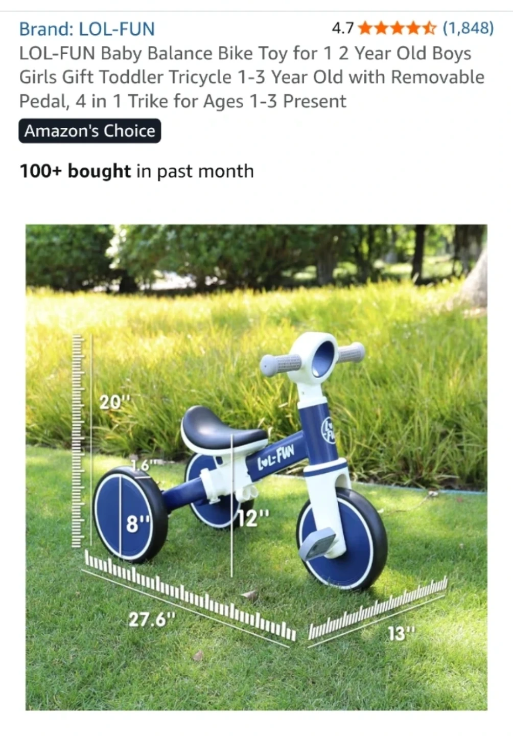LOL-FUN 4-in-1 Baby Balance Bike Tricycle with pedals ⚽️ - photo 2