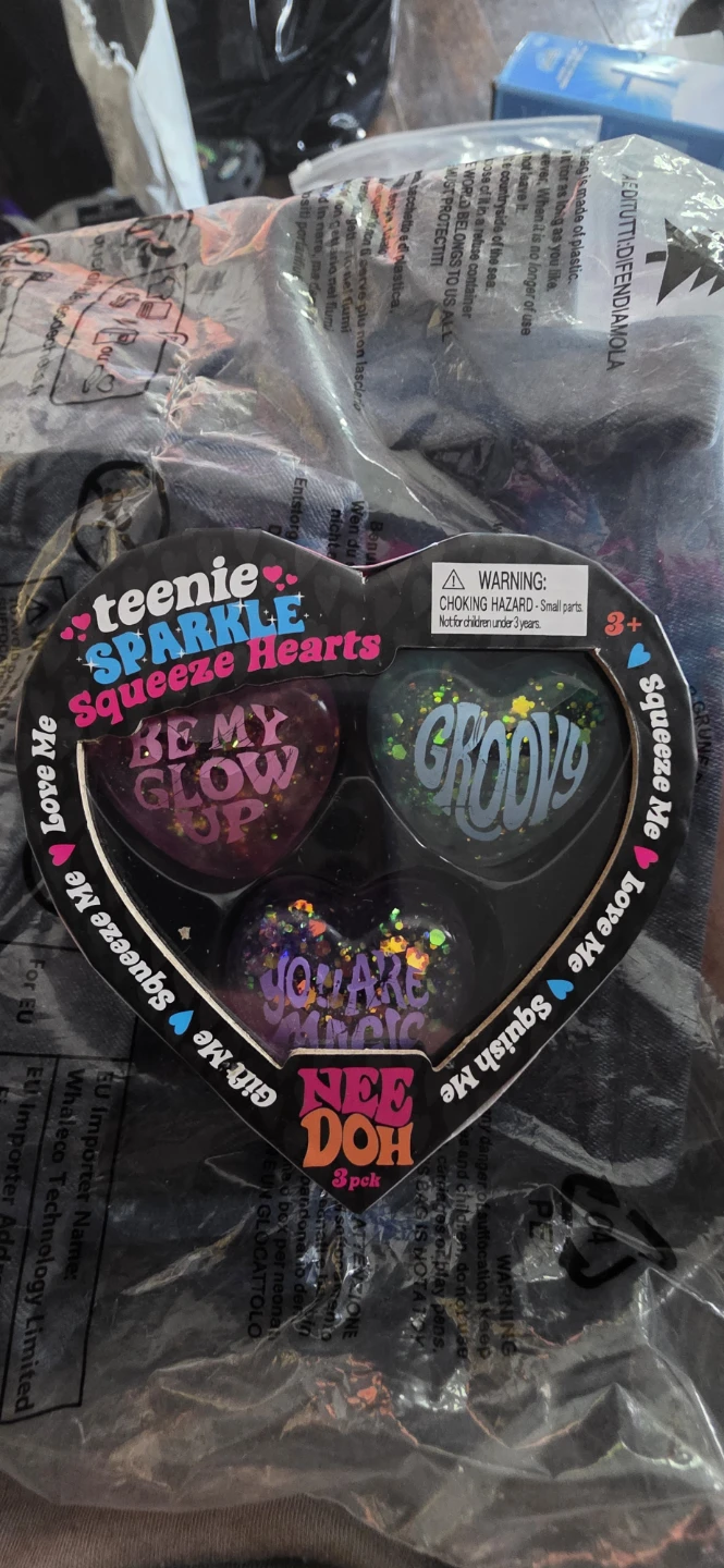 Nee Doh Teenie Sparkle Squeeze Hearts 3 Pack