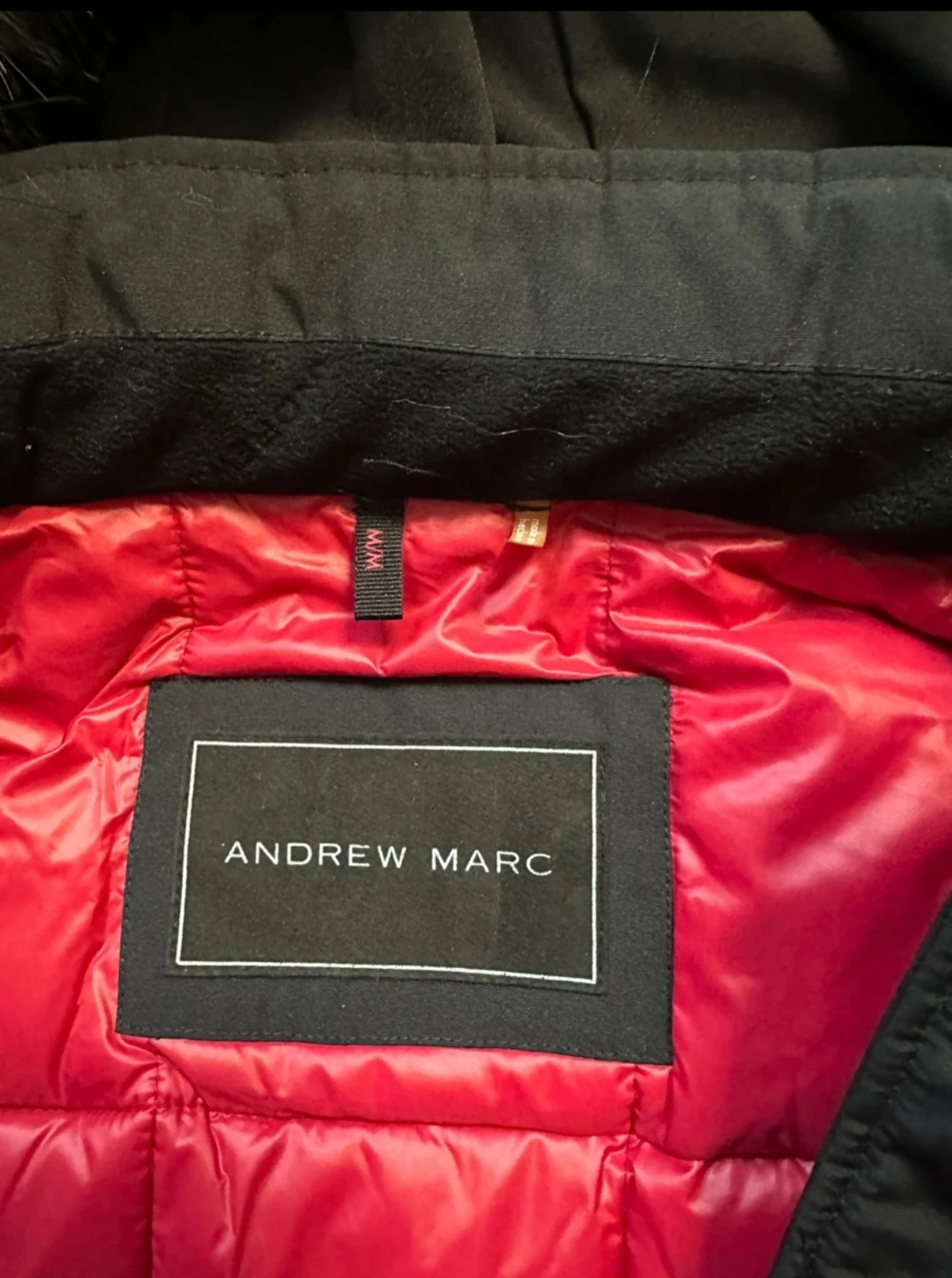 Andrew Marc Black Parka Jacket with Fur Hood