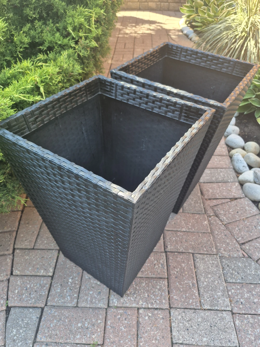 Two Black Wicker Planters - photo 2