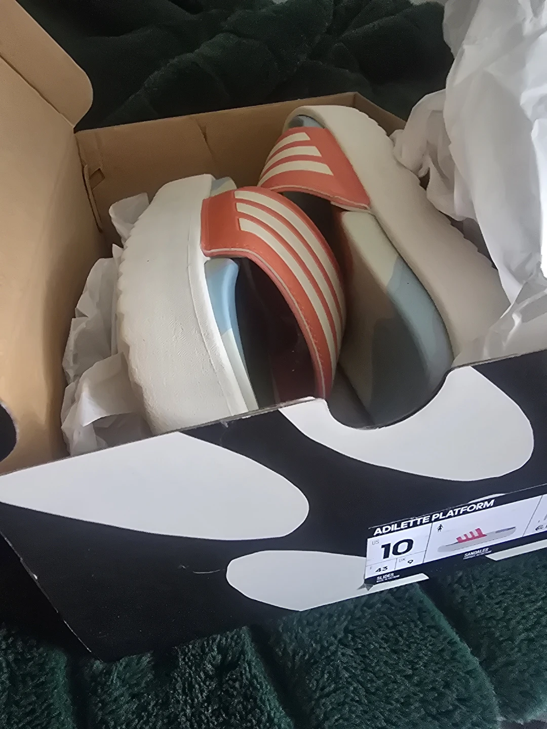 Adidas Adilette Platform Slides Size 10
