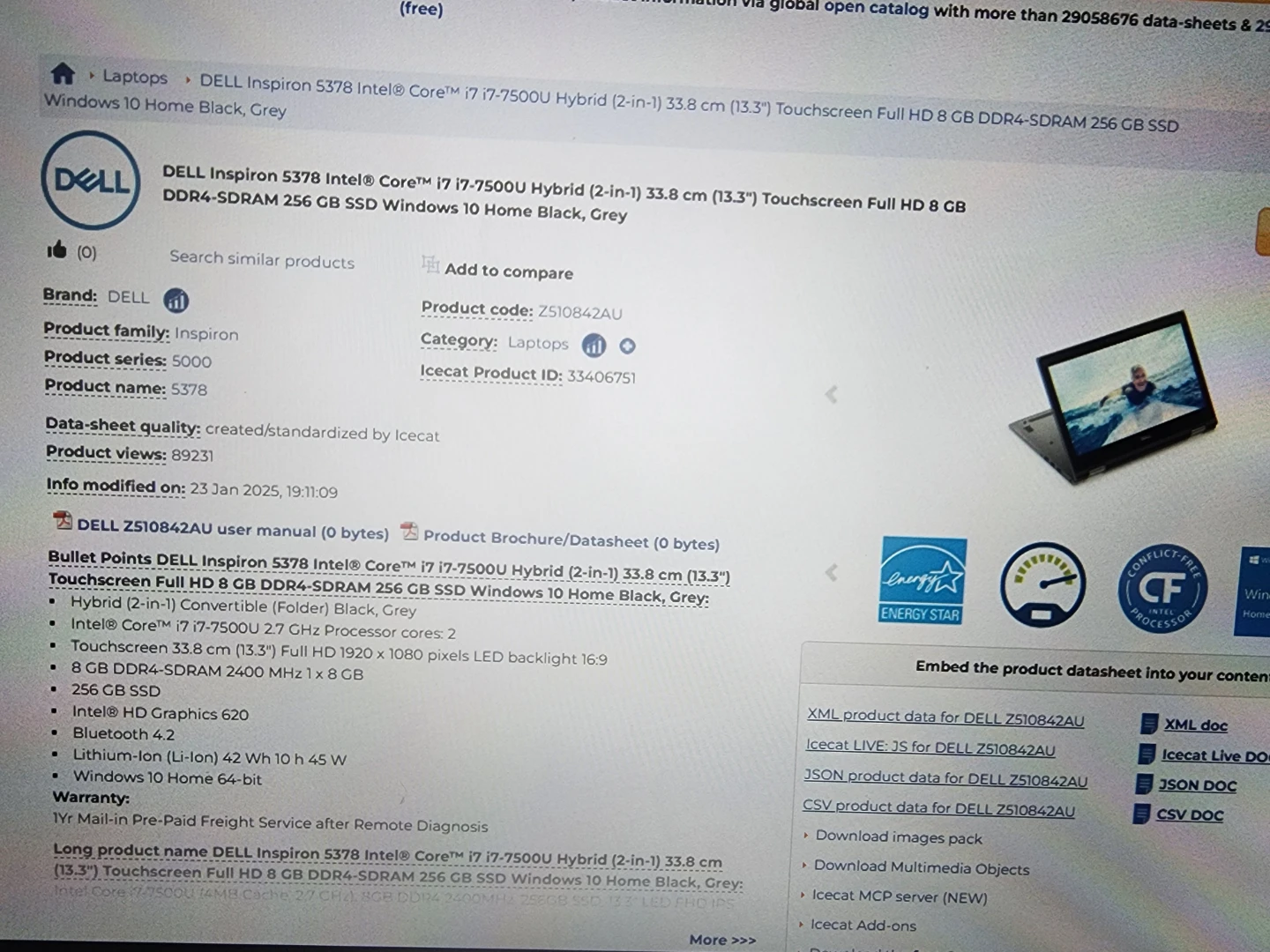 Dell Inspiron 13 (5378) Laptop - Core i7, 16GB RAM, 256GB SSD - photo 5
