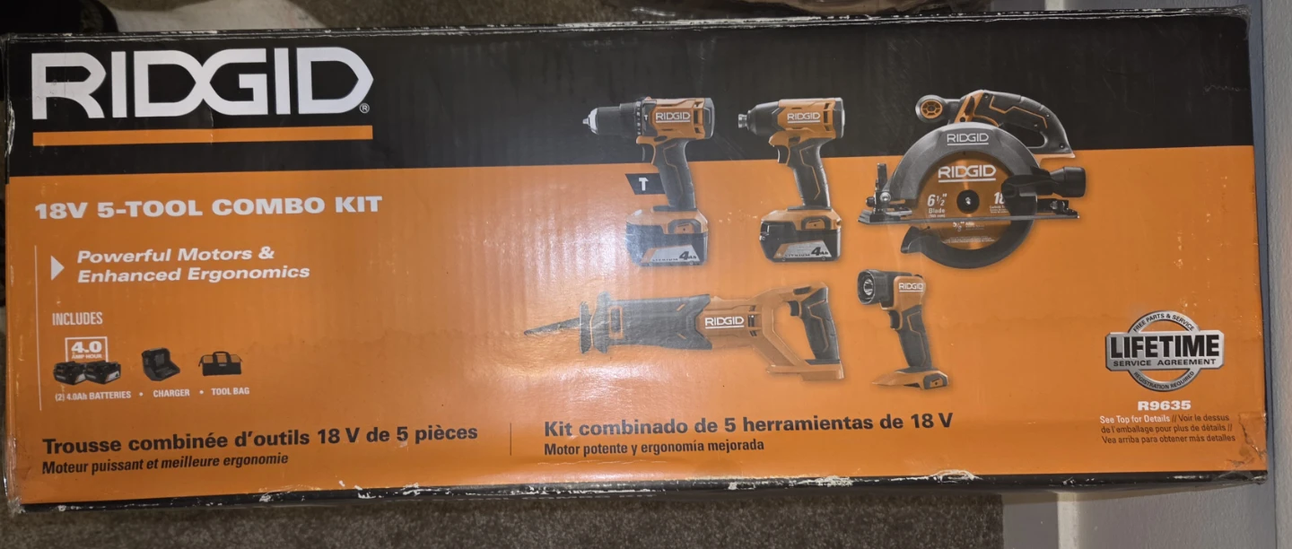 RIDGID 18V 5-Tool Combo Kit with 2 Batteries