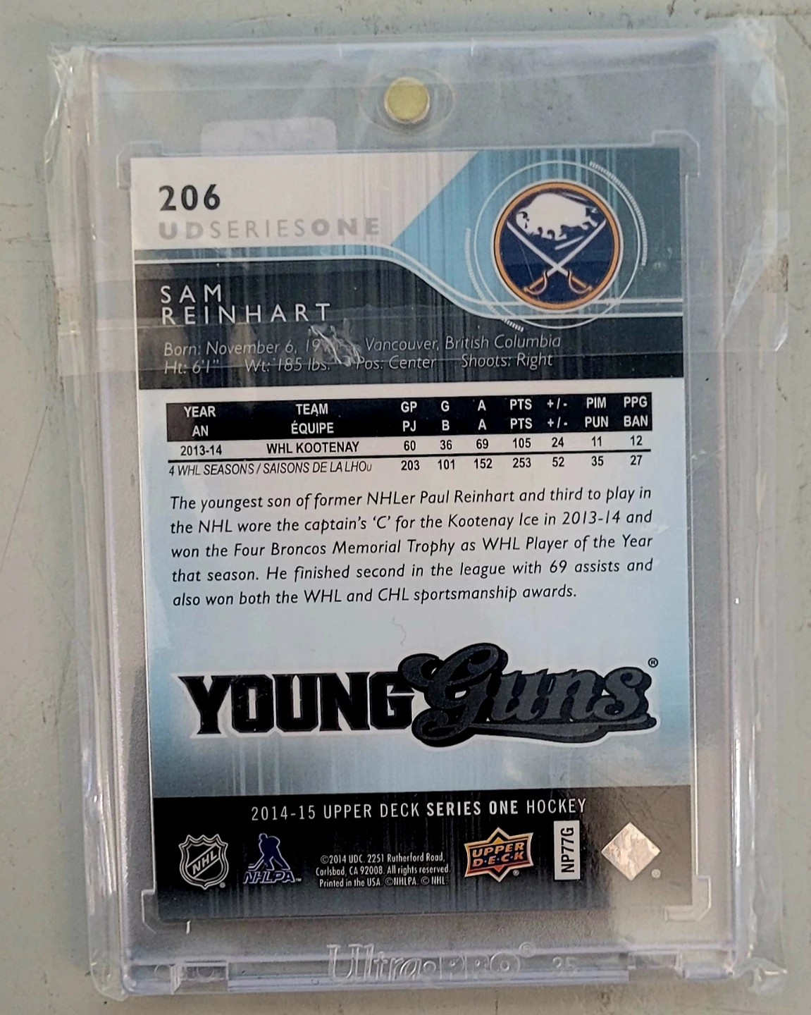 Upper Deck Young Guns 2013-14 Sam Reinhart (30109898) - photo 2