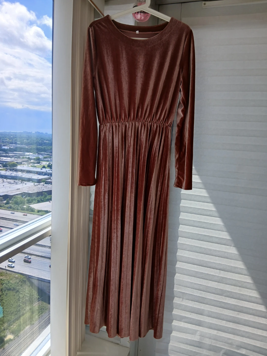 Velvet Long Sleeve Pleated Maxi Dress XL - photo 2