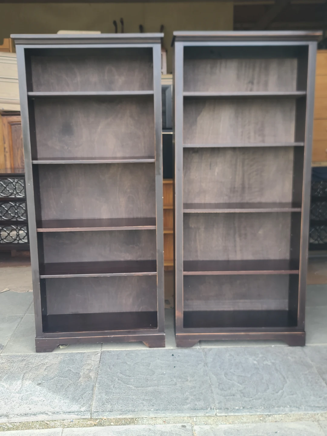 Pair of Dark Wood Bookcases